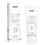 Gehwol Lipidro Creme +10% Urea skincare product shown with its white retail box and matching squeeze tube on a clean white background.