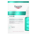 Eucerin Dermopure Clinical Probiom8 probiotic hair care routine box with a white and teal design and a bottle of serum shown on the right side.