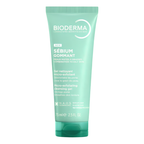 Bioderma Sébium Gommant Micro-exfoliating Cleansing Gel in a 75ml squeeze tube, featuring a mint green and teal design with white text, on a solid white background.