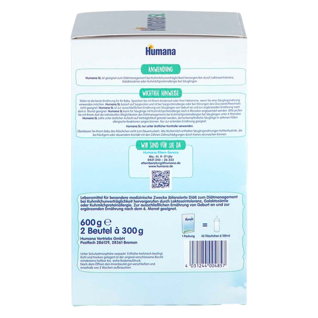 From birth In case of intolerance to cow's milk For lactose intolerance Germany's most used SL food