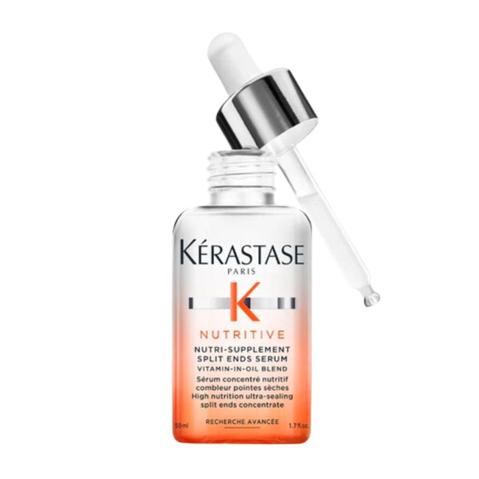 Kérastase Nutritive Nutri-Supplement Split Ends Serum is a moisturizing oil serum for dry and damaged hair ends. The vitamin oil mix nourishes, refines and moisturizes. The moisturizing oil regenerates the tips. VicNic.com