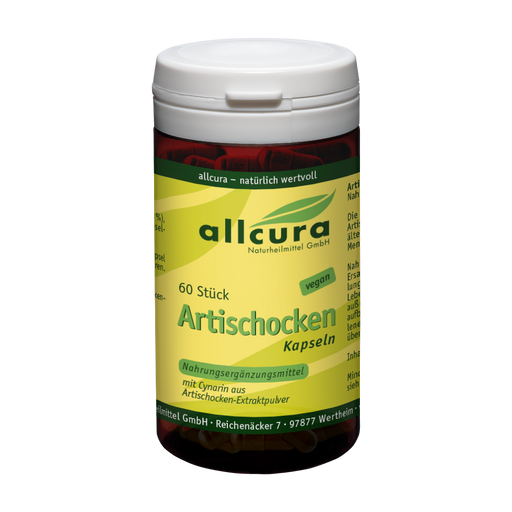 Allcura Artichoke Capsules with artichoke extract powder. Made from artichoke extract powder and provides high levels of chlorogenic acids and other beneficial compounds.