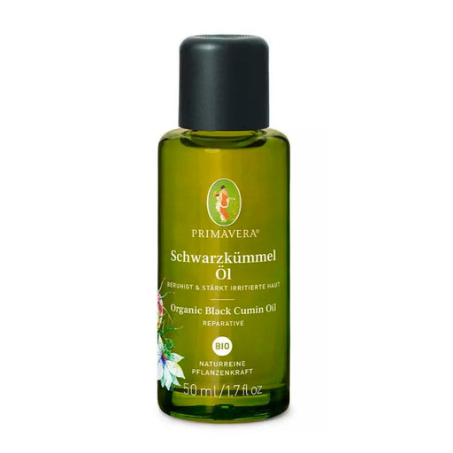 Description Application Ingredients Primavera Organic black cumin oil soothes and strengthens irritated skin and promotes skin balance. It serves as a strengthening, soothing active ingredient care oil for many skin needs and is helpful for accompanying care for neurodermatitis. VicNic.com