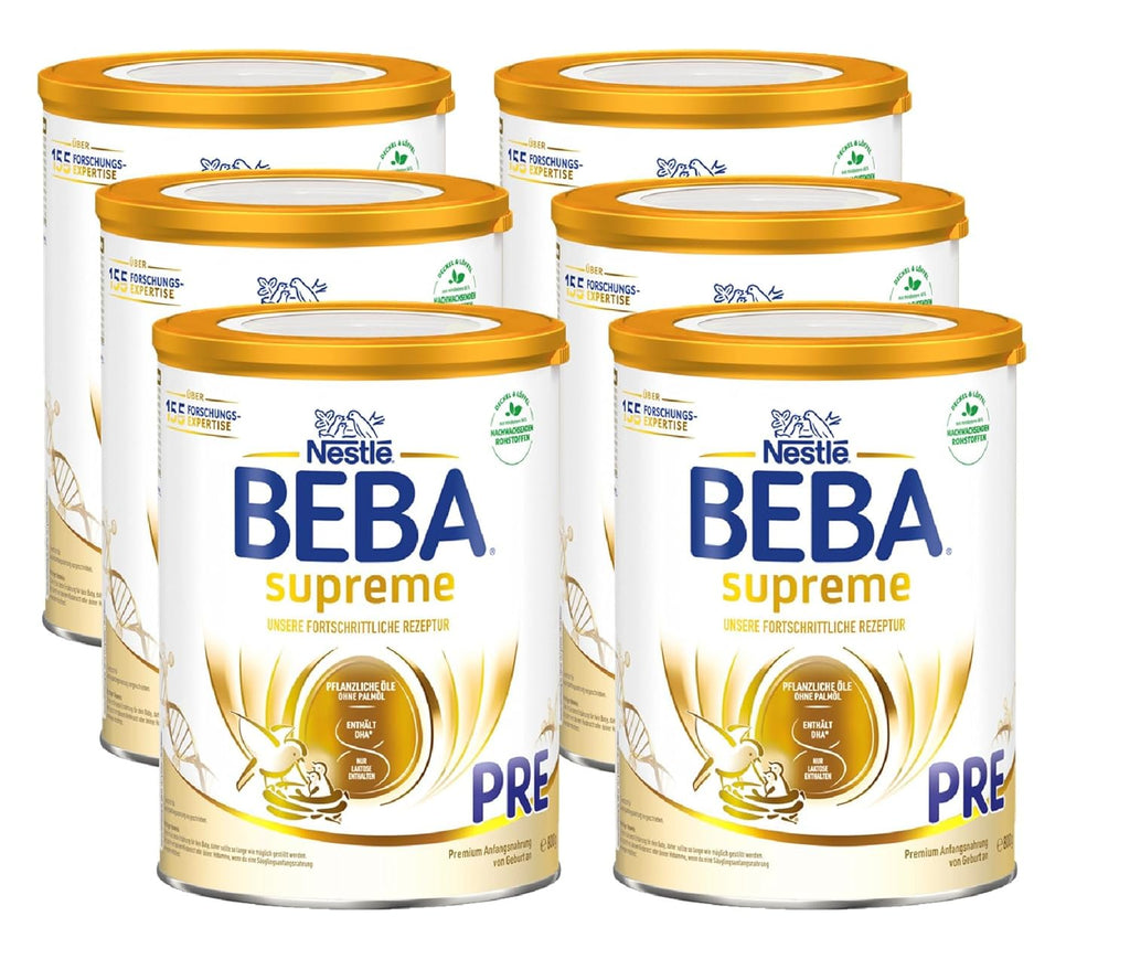 BEBA Supreme Pre Baby Formula Initial Milk (after birth) - Pack of 6 x 800g