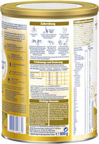 Back of the baby milk formula box, showing preparation instructions and nutritional values