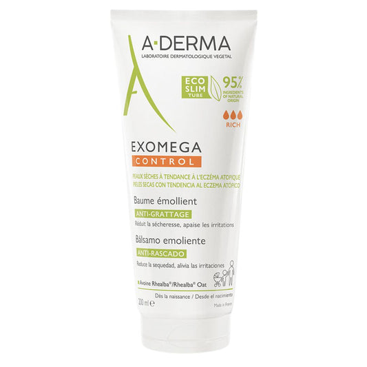 The nourishing and caring A-Derma Exomega Control Intensive Balm soothes itching and reduces skin dryness.&nbsp;The intensive balm can be used from birth, counteracts micro-inflammation and prevents the development of neurodermatitis in high-risk babies.&nbsp;