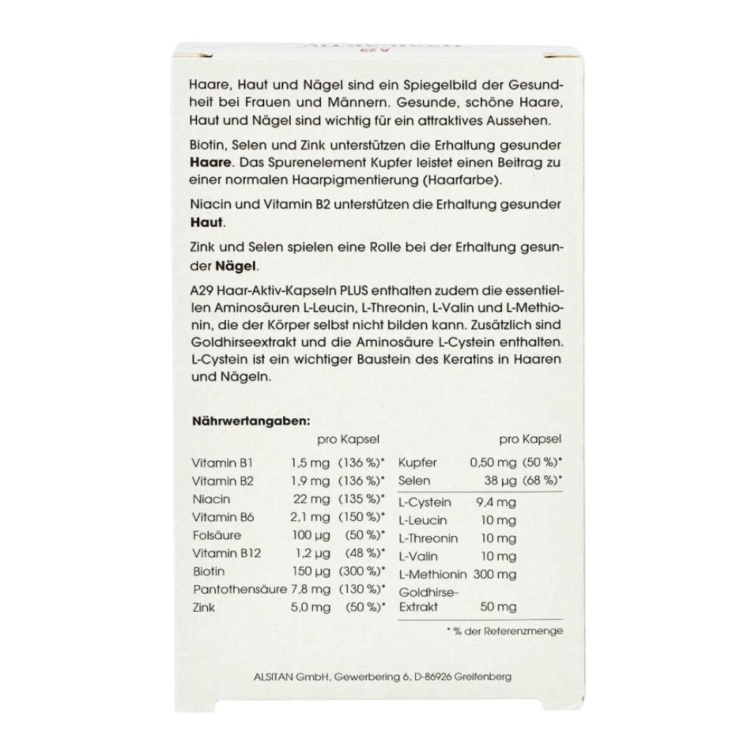 A29 Hair Active Capsules Plus 30 capsules