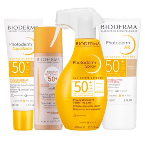 Bioderma Photoderm Sun Care products contain a sun screen spray, sun cream spf50, and tinted sun cream. It is a sun screen for sensitive skin, oily skin, acne, dry skin and also for babies and toddlers..