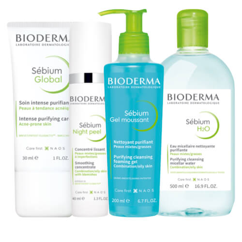 Bioderma Sebium is the skin care collection for oily and acne skin. The Sébium line includes cleansing and care products specifically recommended by dermatologists: cleansing products for oily skin (micellar water, cleansing gel), creams for impure skin.