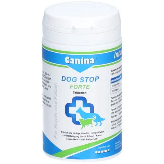 Packaging of Canina Dog Stop Dragees Forte