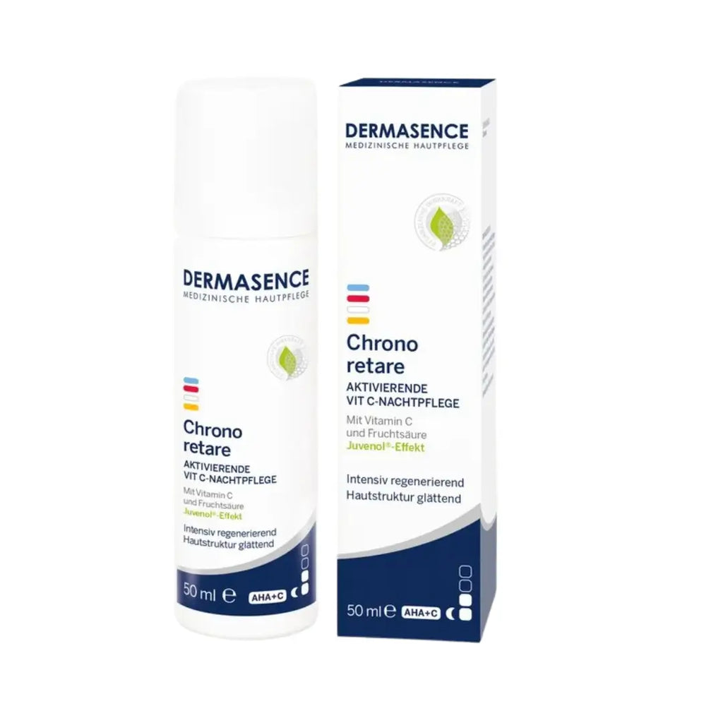 Dermasence Chrono retare skincare product packaging on a white background