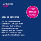 Easy to consume: Stir the contents of one sachet into 150 - 200 ml of still water daily and take before or with a meal together with the capsules from the sachet and one capsule from the blister pack