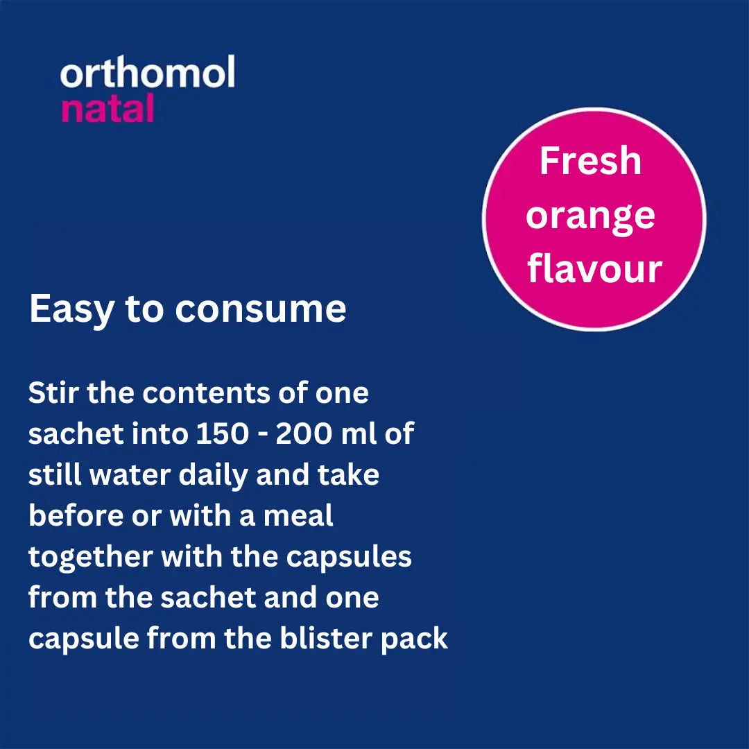 Easy to consume: Stir the contents of one sachet into 150 - 200 ml of still water daily and take before or with a meal together with the capsules from the sachet and one capsule from the blister pack