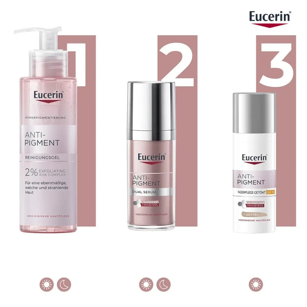 Eucerin Anti-Pigment Care Routine: cleansing, dual serum and day cream