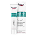 Eucerin Dermopure Zinc Oil Control Gel shown as a white squeeze tube in front of its matching white and teal packaging box on a plain white background.