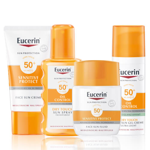 The Eucerin Sun Protection range contains sun screen for the face as well as for the body and for kids and young children and toddlers. The SPF ranges from SPF30 to SPF50 for strong UV protection of the skin. Eucerin Oil Control Sun Care is recommended