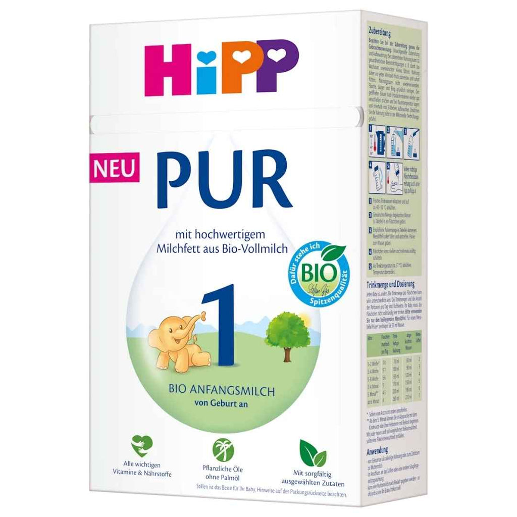 Hipp PUR baby formula packaging on a white background