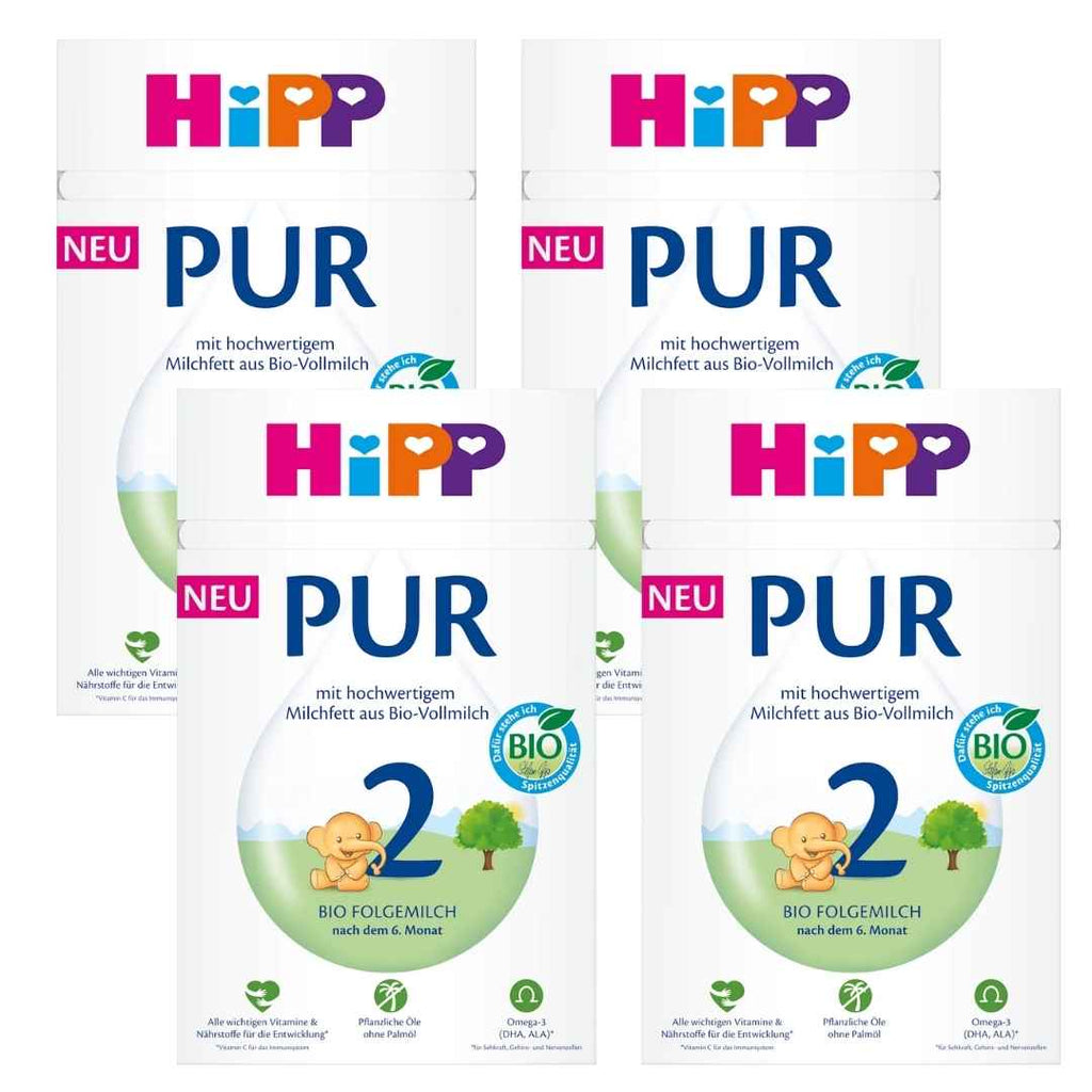 HIPP 2 Bio Organic Baby Follow -on Milk (6 luni+) - pachet de 4 x 600g
