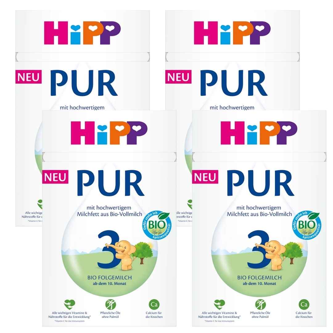 Hipp 3 PUR Organic Baby Follow-on-Milk  (10 months+) - Pack of 4 x 500g