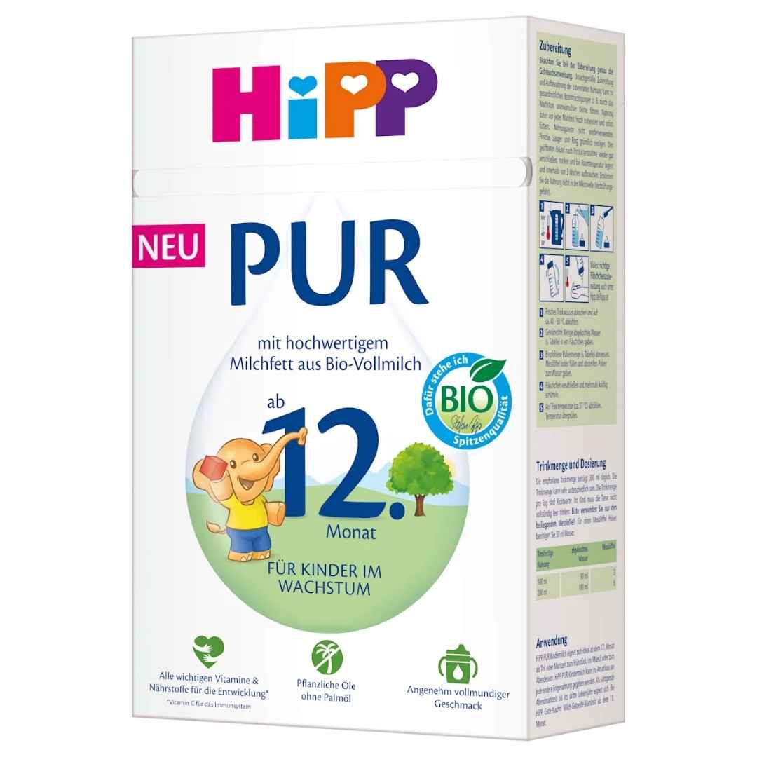 Hipp PUR Organic Follow-on Milk (12+ months) - Pack of 4 x 500g