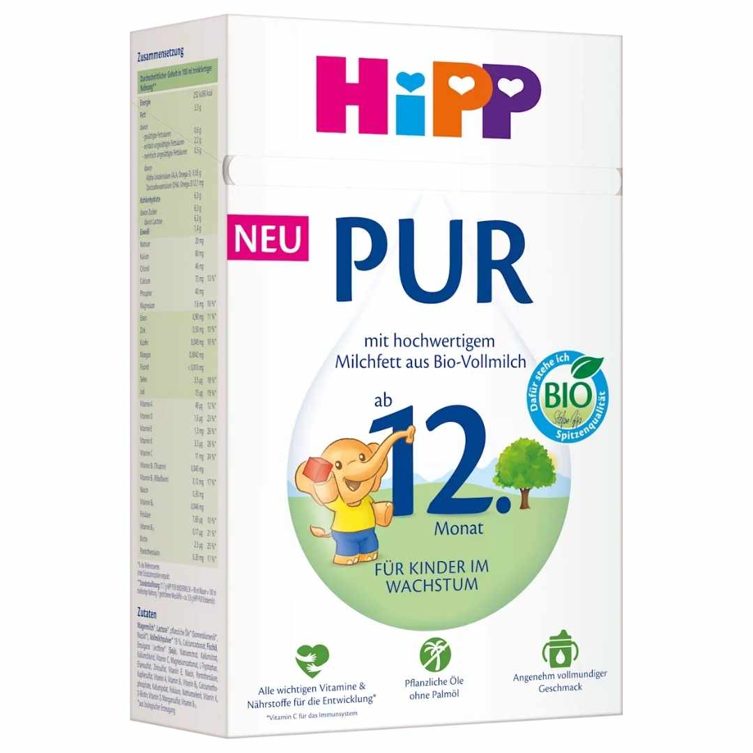 Hipp PUR Organic Follow-on Milk (12+ months) - Pack of 4 x 500g
