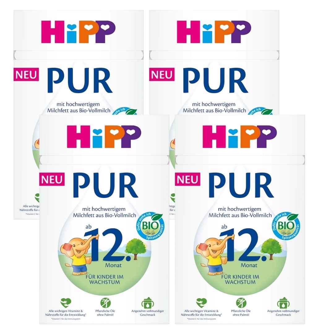 Hipp PUR Organic Follow-on Milk (12+ months) - Pack of 4 x 500g