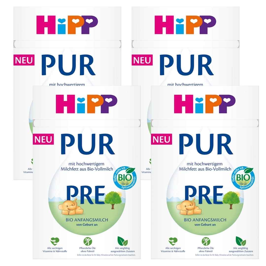 Hipp Pre PUR Organic Baby Formula (from birth)  - Pack of 4 x 500g