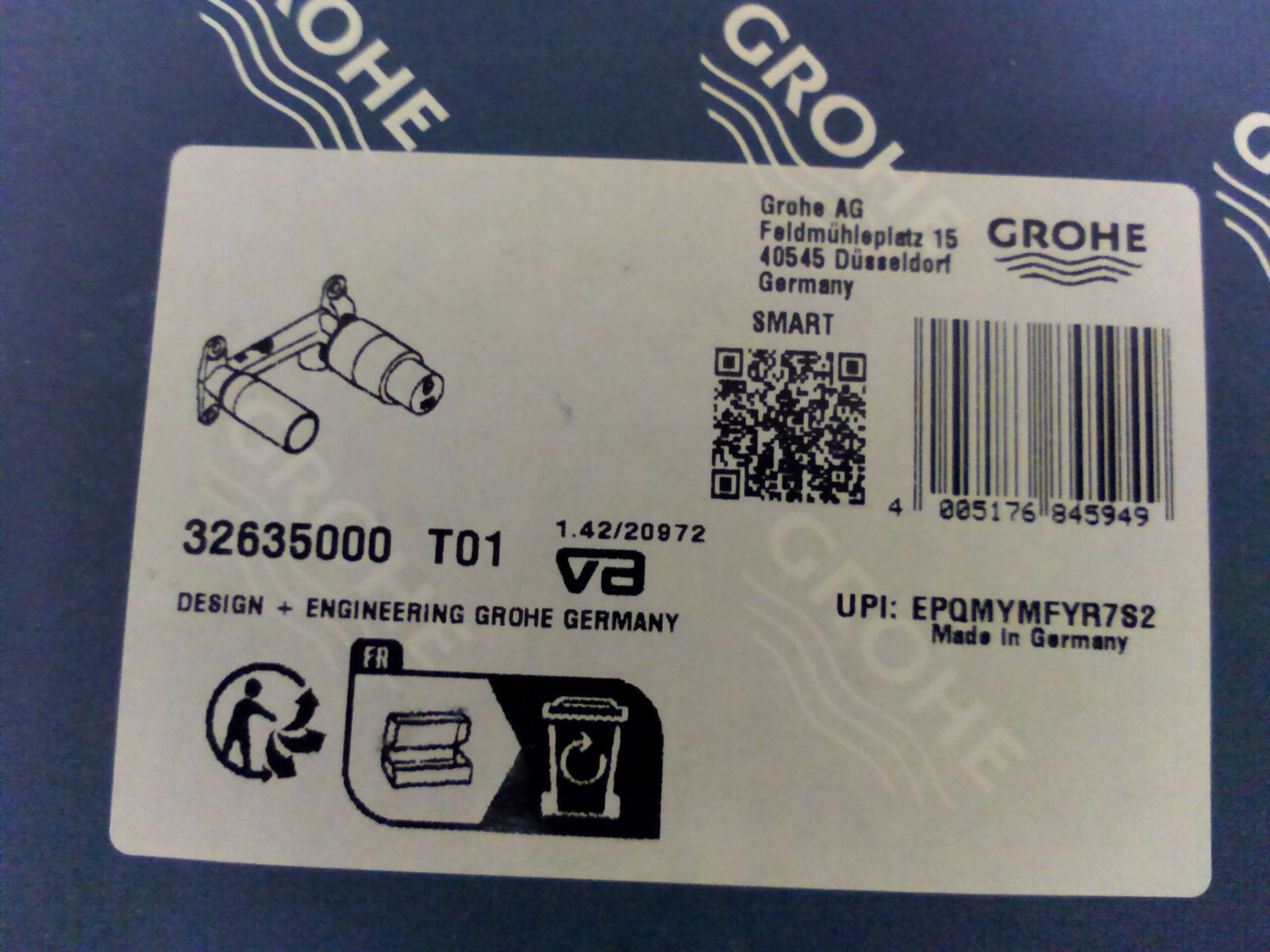 جروهي 32635000 تركيب عالمي مدمج بذراع واحد، قطعة واحدة