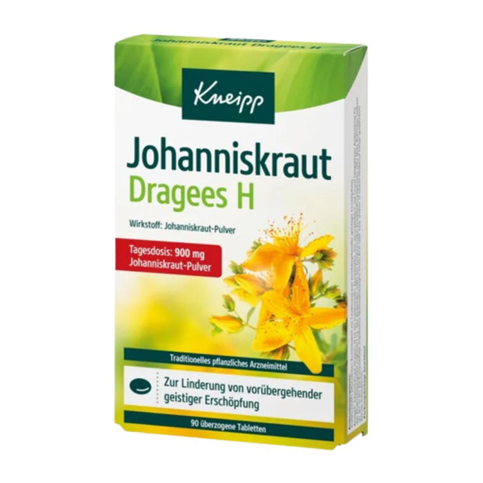 Kneipp St. Johns Wort Coated Tablets H 90 Versatile sensory overload in the private and professional sphere as well as too little time can strain the nerves and lead to temporary mental exhaustion. Kneipp® Johanniskraut Dragees H is a traditional herbal medicine to relieve temporary mental exhaustion. VicNic.com