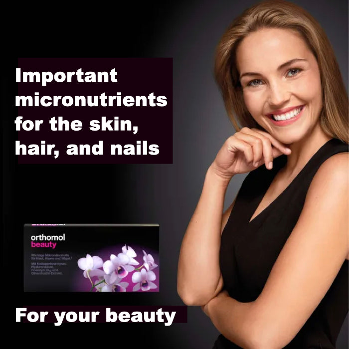 Orthomol beauty contains important micronutrients for the skin, hair, and nails