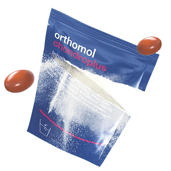 The daily portion of Orthomol Chondroplus is packaged in a sachet.