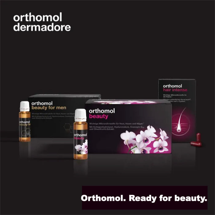 Photo of the whole Orthomol Beauty product range 