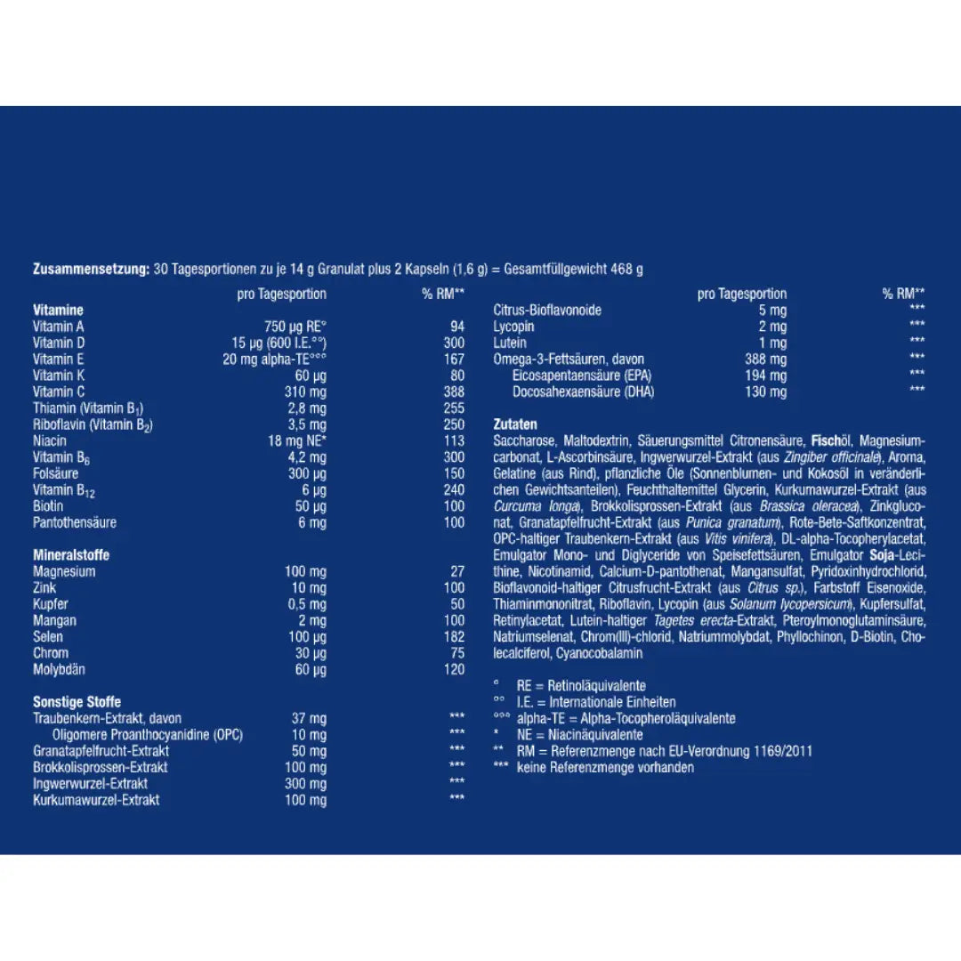 ingredients and nutritional values of Orthomol i-care