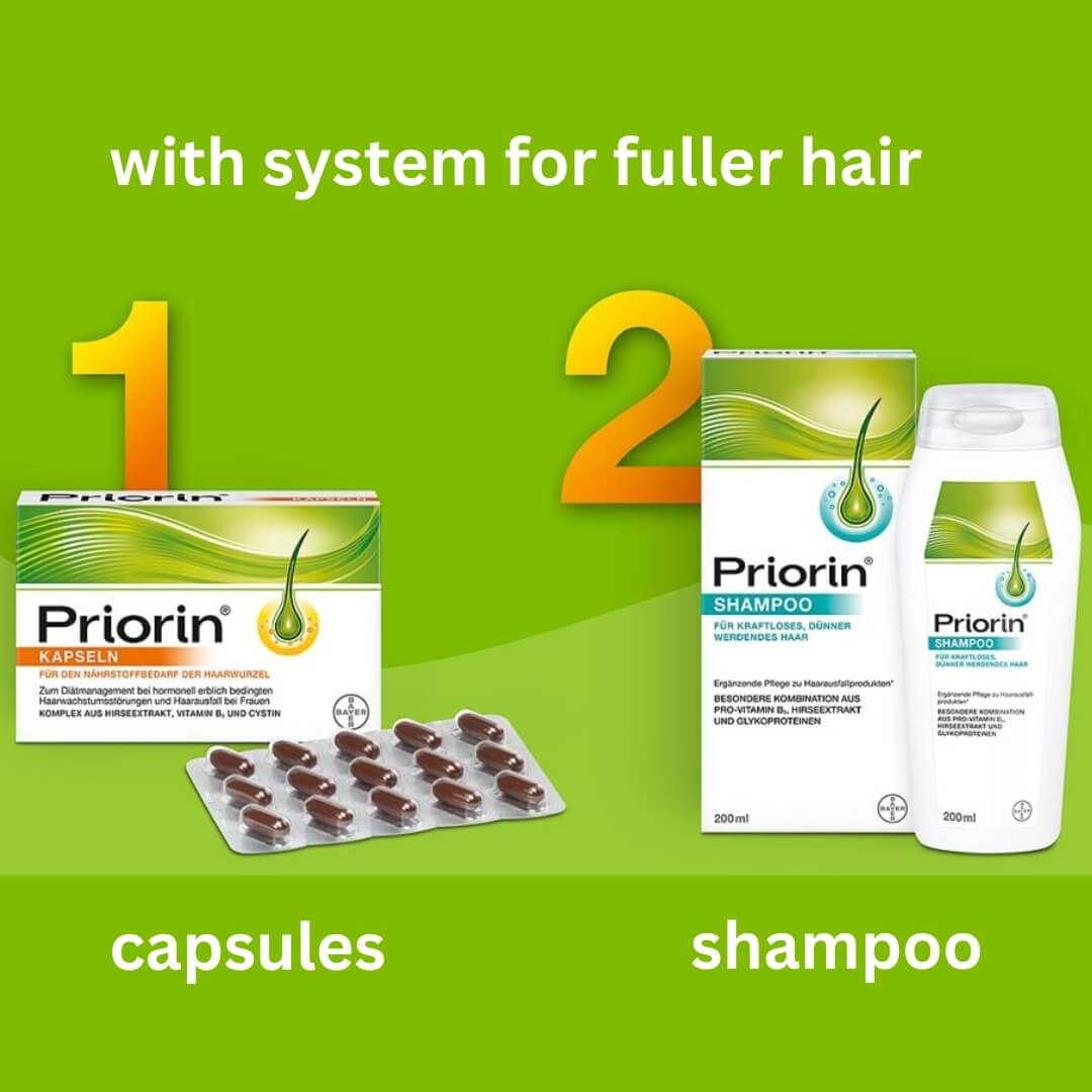 The priorin product line consists of a hair growth supplement, a shampoo, a hair tonic and a hair mask.
