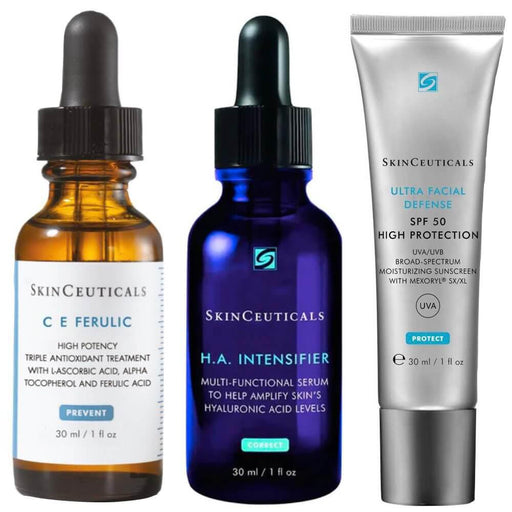 SkinCeuticals Combo Set: C E Ferulic Serum 30 ml, H.A. Intensifier 30 ml, Ultra Facial Defense SPF 50 30 ml - Unleash the Power of Radiant and Protected Skin