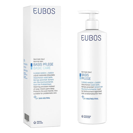 Eubos Liquid Washing Emulsion Blue Bottle with Dispenser 400 ml