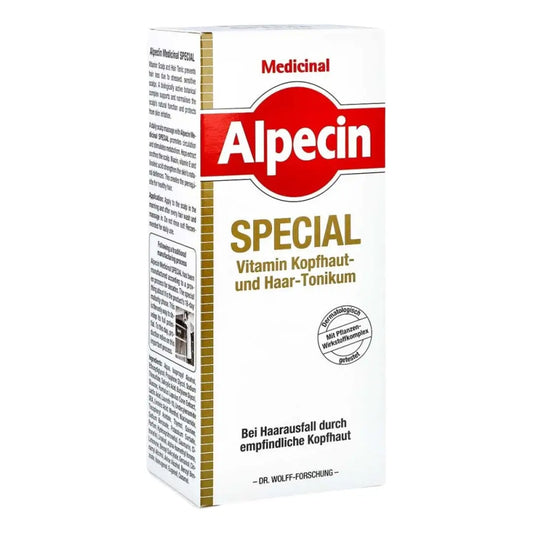 Alpecin Medicinal Special Vitamin Scalp And Hair Tonic is the right hair tonic for sensitive and stressed scalp. Formulated with hops extract soothes the scalp, Vitamin A and E and essential fatty acids strengthen the skin defenses.