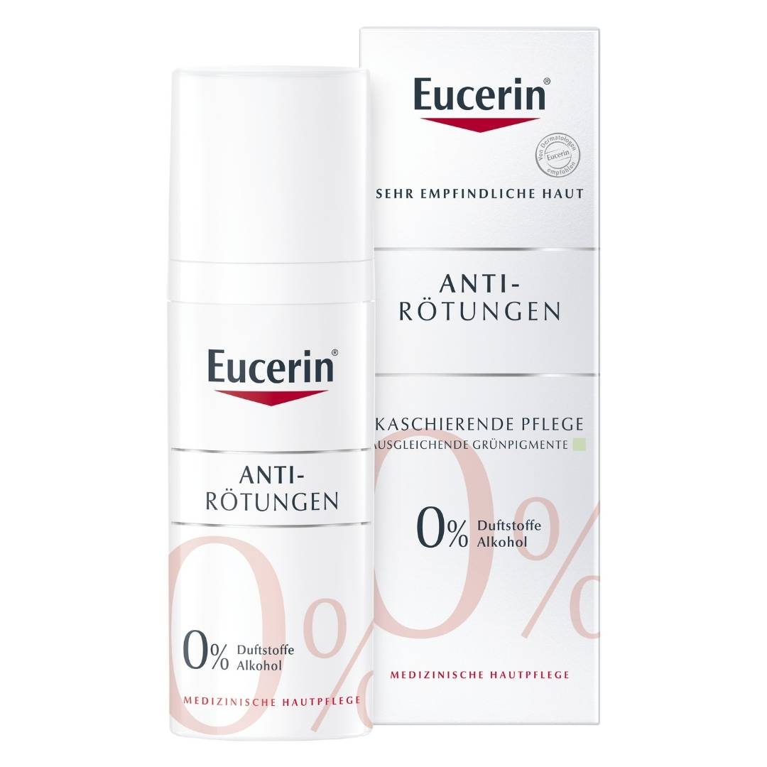 Eucerin Anti Redness Concealing Day Care SPF 25 for daily use on the neck, face and décolleté. It is highly effective and well tolerated for very sensitive skin prone to redness.