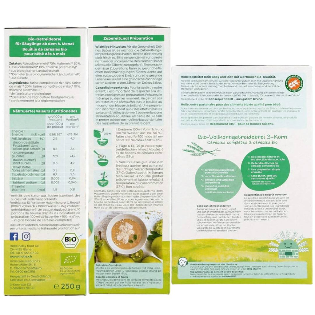 Holle Organic barnmat 3-korngröt 250 g