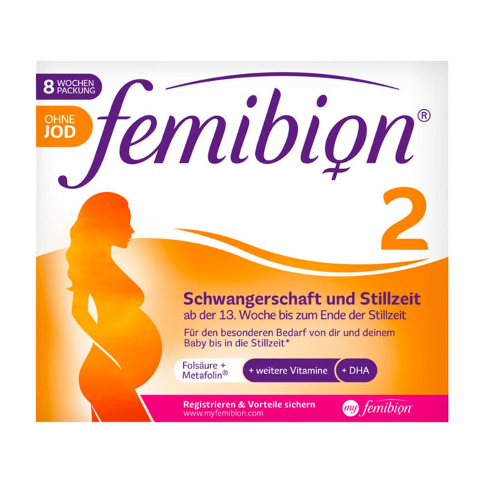 Femibion 2 Pregnancy 2 x 56 capsules No Iodine (8 weeks usage)