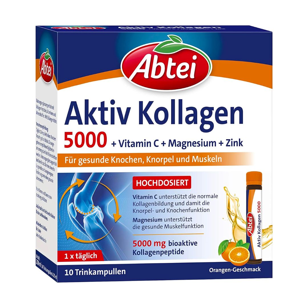 Abtei Active Collagen 5000 Dietary Supplement for Healthy Bones, Cartilage and Muscles, with Vitamin C, Magnesium and Zinc, - VicNIc.com