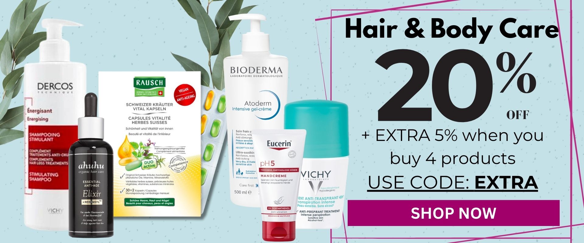 20% off on all shampoos, conditioners, hair care, shower gels, deo, body lotions, oral care and more. Shop hair and body care now on VicNic.com