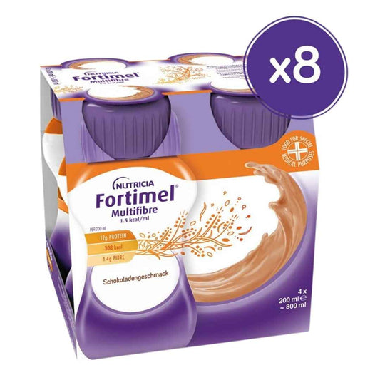 Fortimel® Multifibre 1.5 kcal chocolate is a high-calorie drinking food with fiber and all important nutrients, vitamins, minerals and trace elements. So that you can regain your strength!