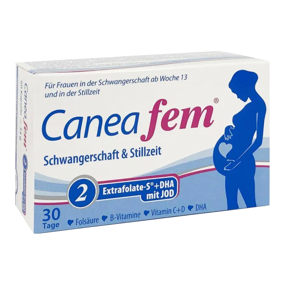 „Caneafem 2“ ekstrafolatas-S + DHA + jodas 2 x 30 kapsulės