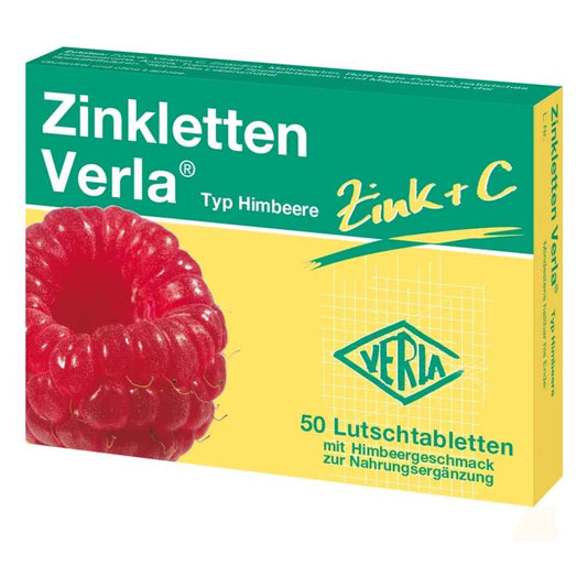 Verla Zinkletten Raspberry Lozenges has a combination of zinc with vitamin C for a healthy immune system. Zinc is particularly important for a strong immune system, healthy skin and good wound healing. Similar to zinc, vitamin C is also necessary for the body's defenses, for healthy skin and wound healing, and as an important antioxidant in the organism. VicNic.com