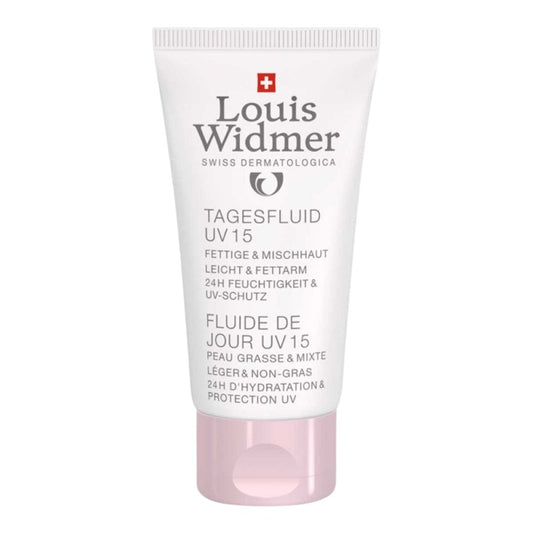 Louis Widmer Moisture Fluid SPF 15 has a extra ligth texture for oily &amp; combination skin. Perfect as a make-up base with UVA/UVB protection SPF 15. Shop at VicNic.com