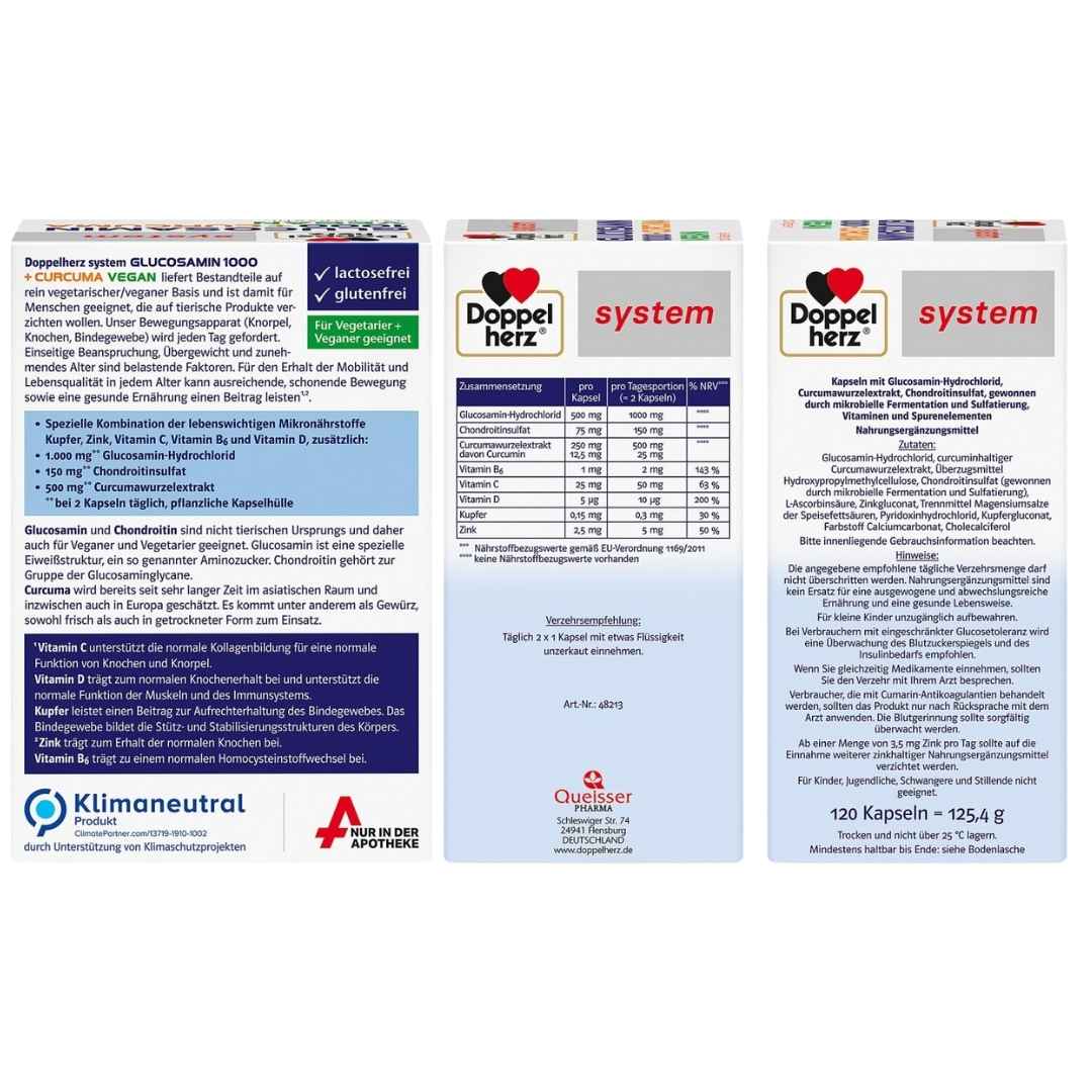 دوبلهيرز جلوكوزامين 1000 + كركم 120 كبسولة 