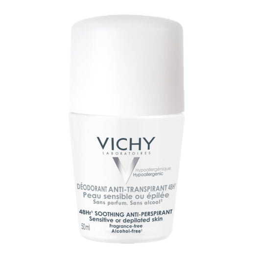 Perfect for very sensitive or depilated skin, the Vichy deodorant regulates perspiration for over 48 hours and provides a long-lasting effect against sweating. Buy at VicNic.com