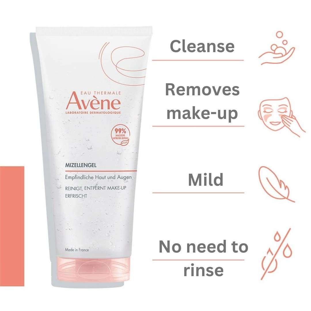 Avene MakeUp Removing Micellar Gel removes make-up, refreshes, cleanses (even pollutant particles), moisturizes and soothes the face and eyes in one easy step