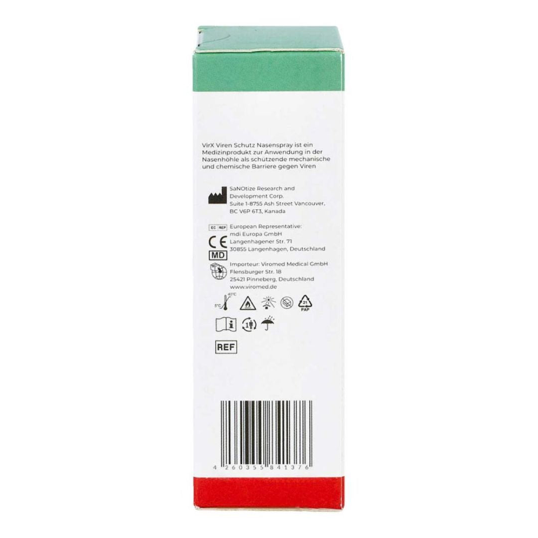 Virx Virus Protection Nasal Spray 25 ml - showing the manufacturer information